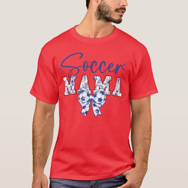 T-shirt Soccer Mama Coquette Bow Funny Soccer Cheer Mama g (Devant)