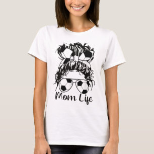 T-shirt Soccer Maman Funny Soccer Ball Lunettes Bow Maman 