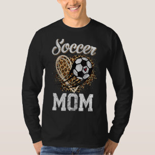 T-shirt Soccer Maman Leopard Ball Fête des Mères