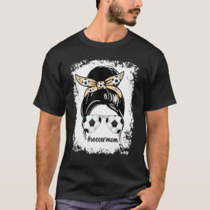 T-shirt Soccer Maman Messy Bun Graphic Drôle Pour Le Footb