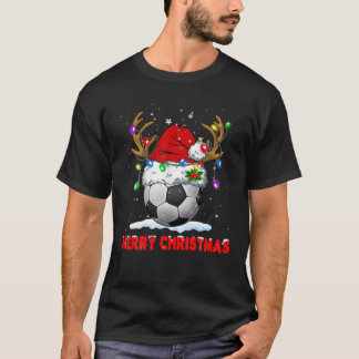 T-shirt Soccer Merry Christmas Santa Hat Reindeer Xmas Fam