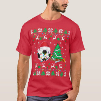 T-shirt Soccer moche Chandail de Noël Soccer Xmas Lumières