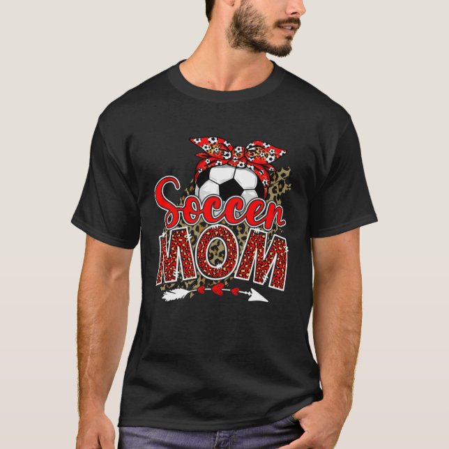 T-shirt Soccer Mom Mama Mother's Day Leopard Sport Mom Mam (Devant)