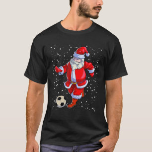 T-shirt Soccer Noël Hommes Enfants Garçons Soccer Père Noë