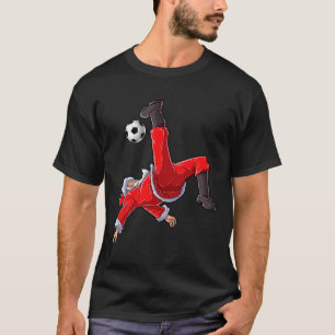T-shirt Soccer Noël Père Noël Vélo Kick Xmas Garçons Homme