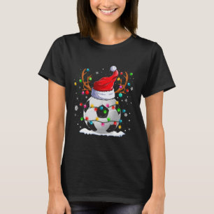 T-shirt Soccer Santa Hat Reindeer lumières de Noël amusant