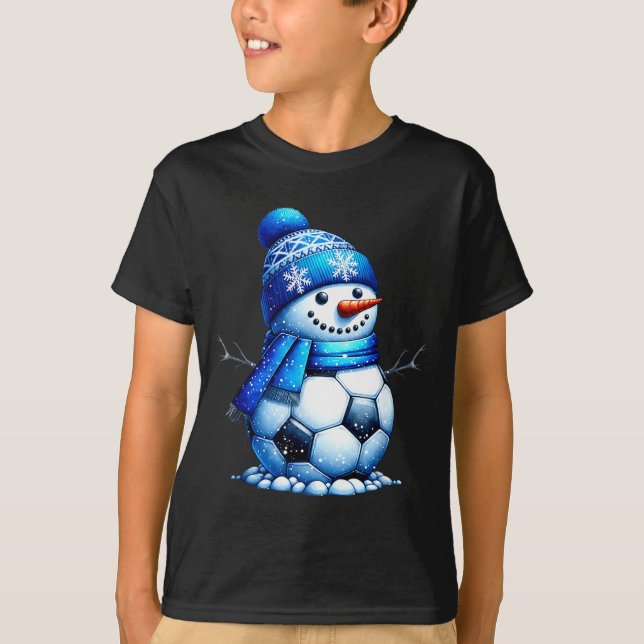 T-shirt Soccer Santa Hat Snowman Xmas Funny Soccer Lover C (Devant)