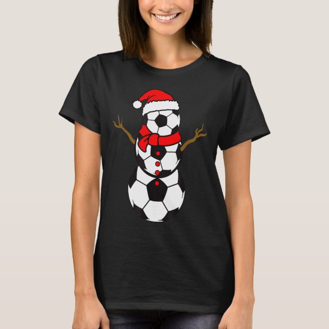 T-shirt Soccer Santa Hat Snowman Xmas Funny Soccer Lover C (Devant)