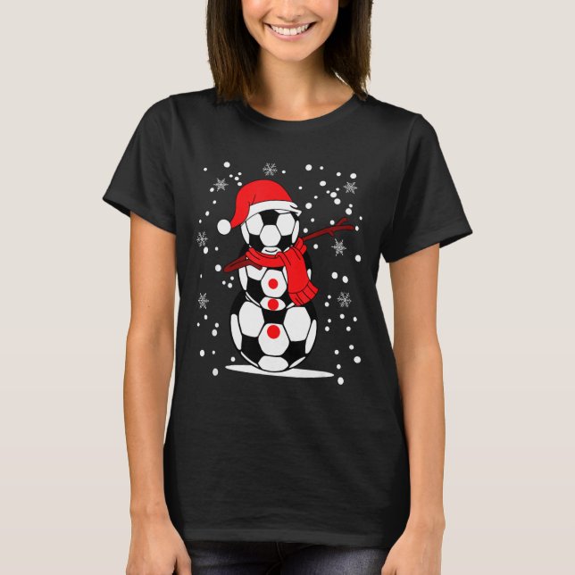 T-shirt Soccer Santa Hat Snowman Xmas Funny Soccer Lover C (Devant)