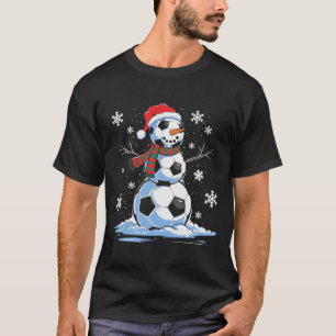 T-shirt Soccer Snowman Soccer Joueur Santa Hat Noël F