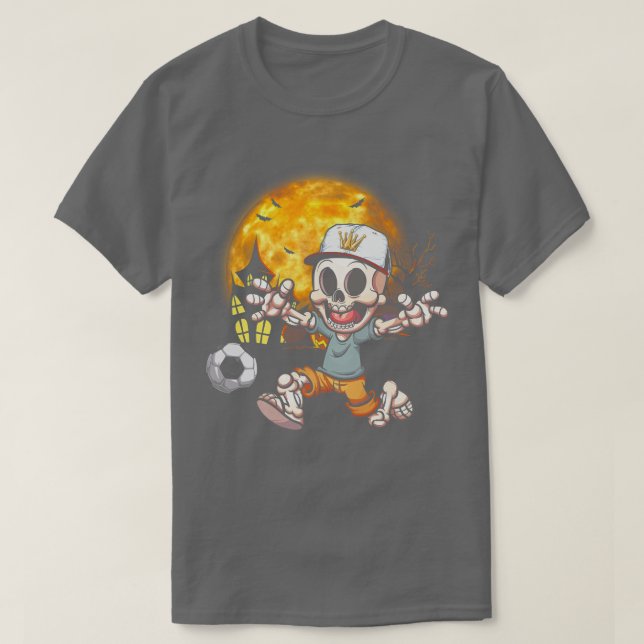 T-shirt Soccer Squelette Halloween Sport Bat Moon  (Design devant)