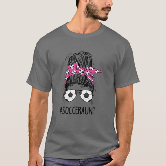 T-shirt Soccer Tante Vie Messy Bun Cheveux Lunettes de sol (Devant)