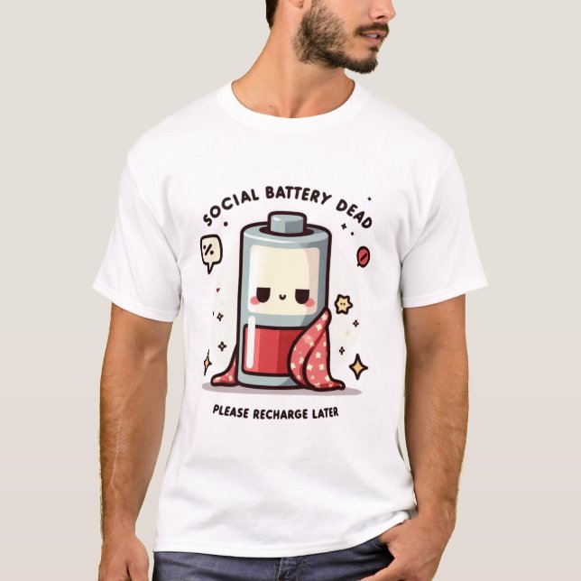 T-shirt Social Battery Dead Funny Introvert T Shirt (Devant)