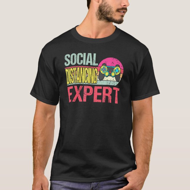 T-shirt Social Distances Expert Jeu Vidéo Vintage (Devant)