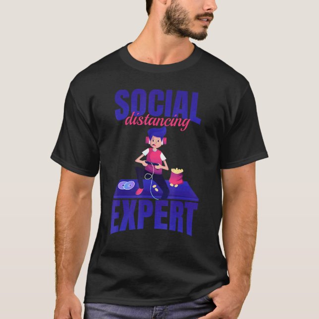 T-shirt Social Distances Expert - Pc Gaming Video Control (Devant)