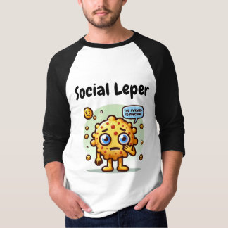 T-shirt Social Leper Drôle Drôle Cartoon Emoji 3/4 Manches