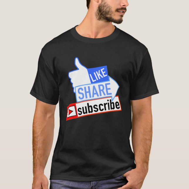 T-shirt Social Media Like Share S'abonner (Devant)