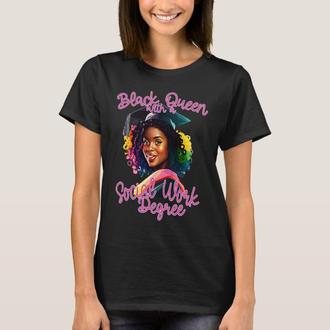 T-shirt Social Work Degree Graduation 2023 Black Queen MSW (Devant)