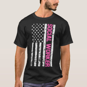 T-shirt Social Worker American Flag Pour Le Travail Social