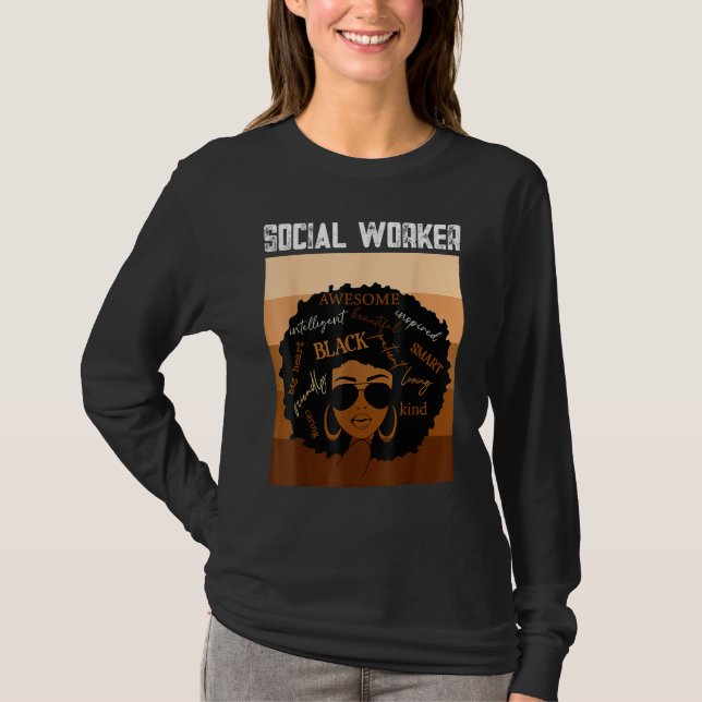 T-shirt Social Worker Black History Queen Melanin Afro Afr (Devant)