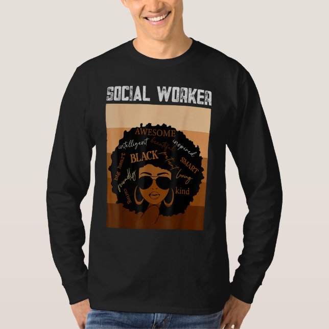 T-shirt Social Worker Black History Queen Melanin Afro Afr (Devant)