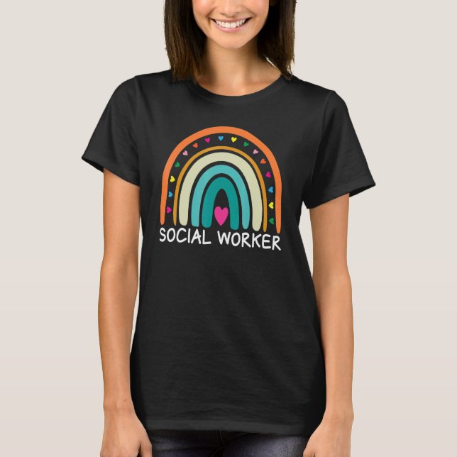 T-shirt Social Worker Boho Rainbow Back To School Apprecia (Devant)