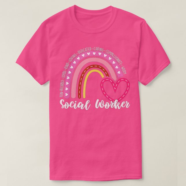 T-shirt Social Worker Heart Rainbow Social Work Mois (Design devant)