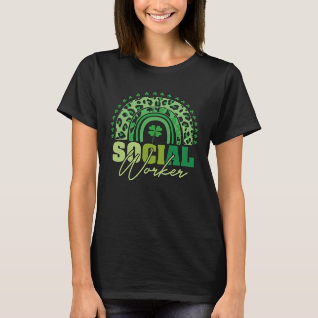 T-shirt Social Worker Jour de la Saint Patrick Rainbow Iri (Devant)