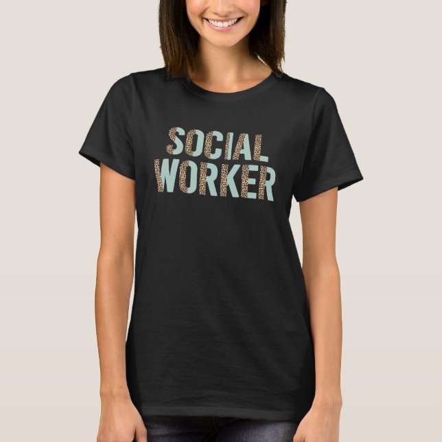 T-shirt Social Worker Leopard 2023 School Social Worker (Devant)