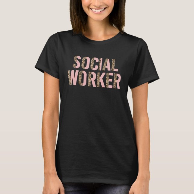 T-shirt Social Worker Leopard 2023 School Social Worker 1 (Devant)