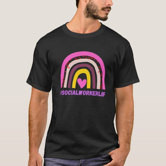 T-shirt Social Worker Life Leopard Rainbow Funny NUR (Devant)