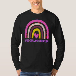 T-shirt Social Worker Life Leopard Rainbow Funny Nur