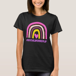 T-shirt Social Worker Life Leopard Rainbow Funny Nur