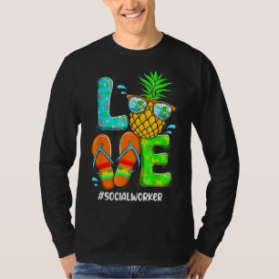 T-shirt Social Worker Love Été Ananas Flowe Tropical