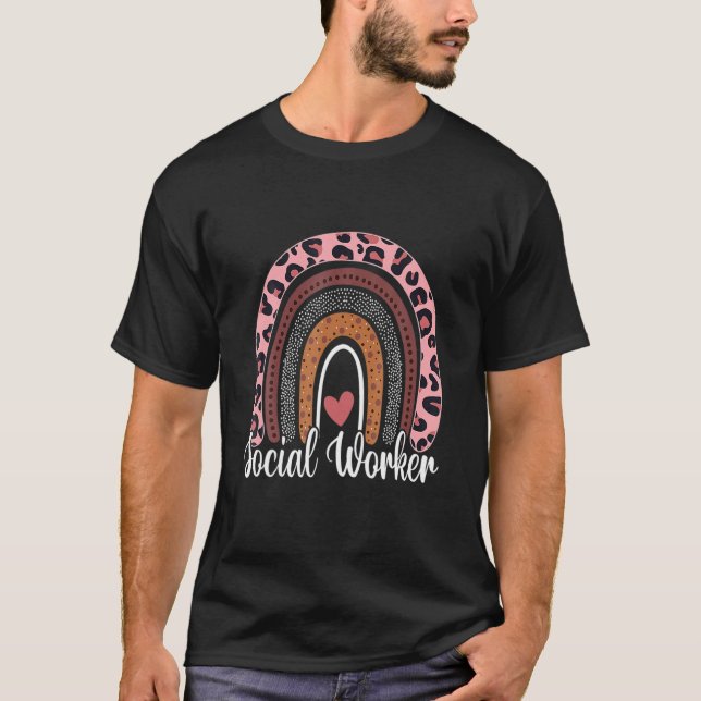 T-shirt Social Worker Love Rainbow Hapapy 100E Jour De Sch (Devant)