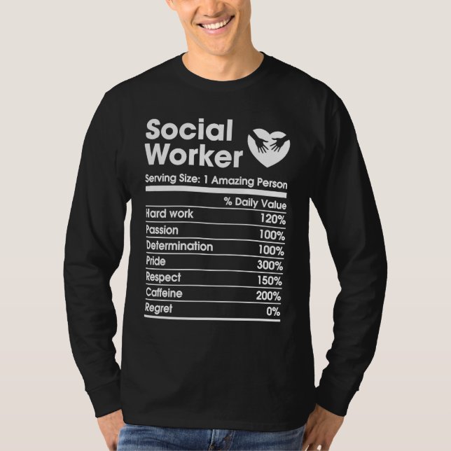 T-shirt social worker nutrition facts social work mental h (Devant)