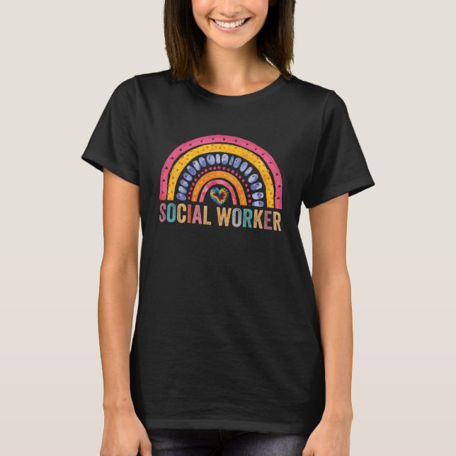 T-shirt Social Worker Rainbow 2023 School Social Worker (Devant)