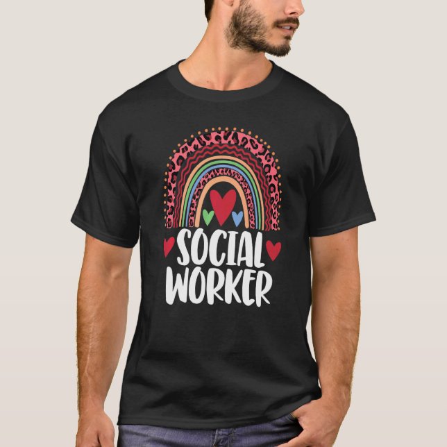T-shirt Social Worker Rainbow Femmes Leopard Rainbow Love (Devant)