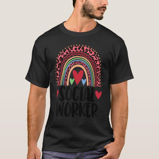 T-shirt Social Worker Rainbow Femmes Leopard Rainbow Love (Devant)