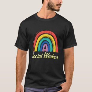 T-shirt Social Worker Retro Arc-en-ciel Fundy Travail Publ