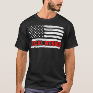 T-shirt Social Worker Social Work USA American Flag Cadeau