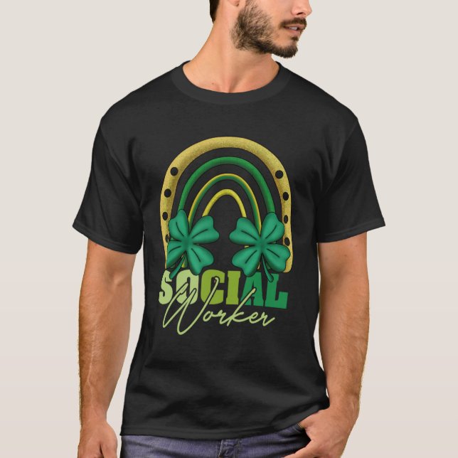 T-shirt Social Worker St Patricks Day Rainbow Irish Shamro (Devant)