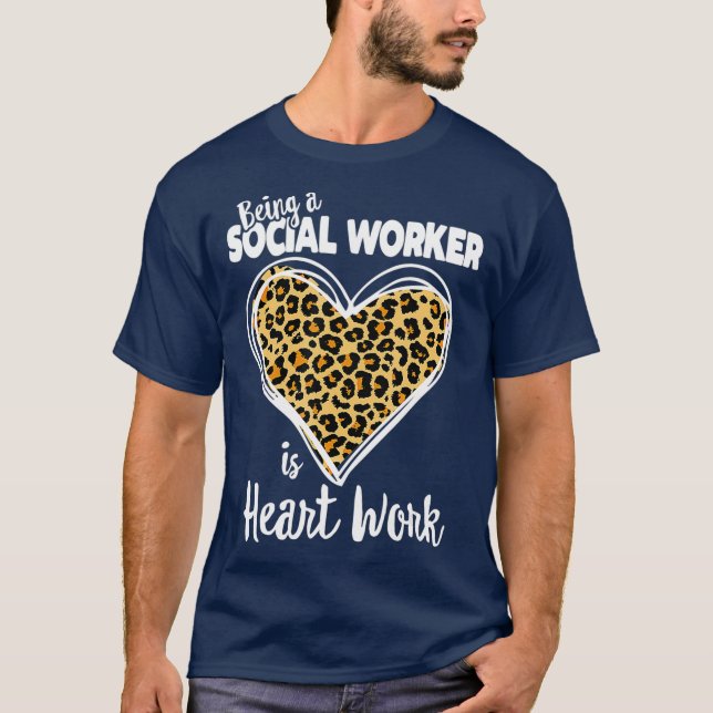 T-shirt Social Worker Tee Cute Leopard Plaid Cadeau pour (Devant)