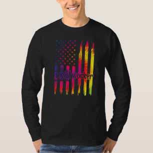 T-shirt Social Worker Us Mois du drapeau Travailleurs soci