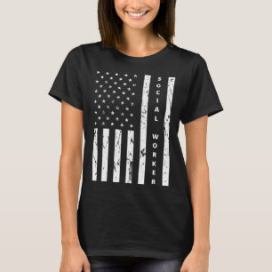 T-shirt Social Worker Vintage US Drapeau Fier Social Worke