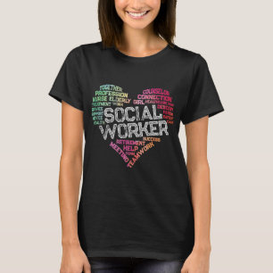 T-shirt Social Worker Word Cloud Coeur Travail social Cade