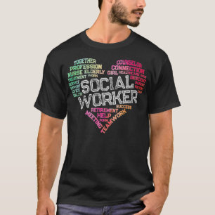 T-shirt Social Worker Word Cloud Coeur Travail social Cade