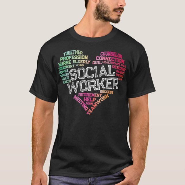 T-shirt Social Worker Word Cloud Coeur Travail social Cade (Devant)