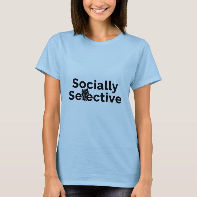 T-shirt Socially Selective | Introvert Cat Quote | Funny P (Devant)