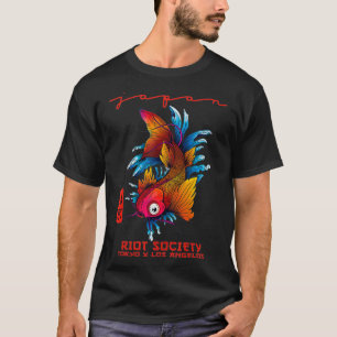 T-shirt Société anti-émeute-Japon-Koi-Lotus brodé